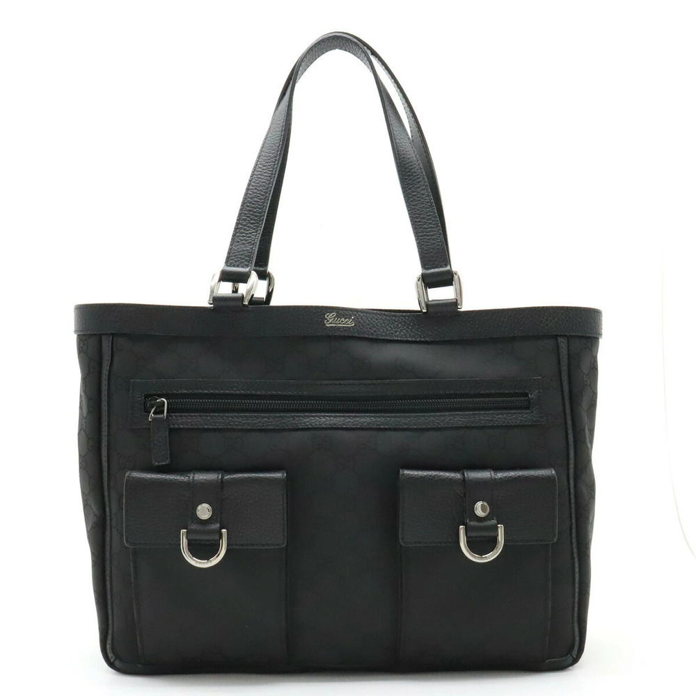 Gucci GG Tote Bag Shoulder Hobo Leather Black